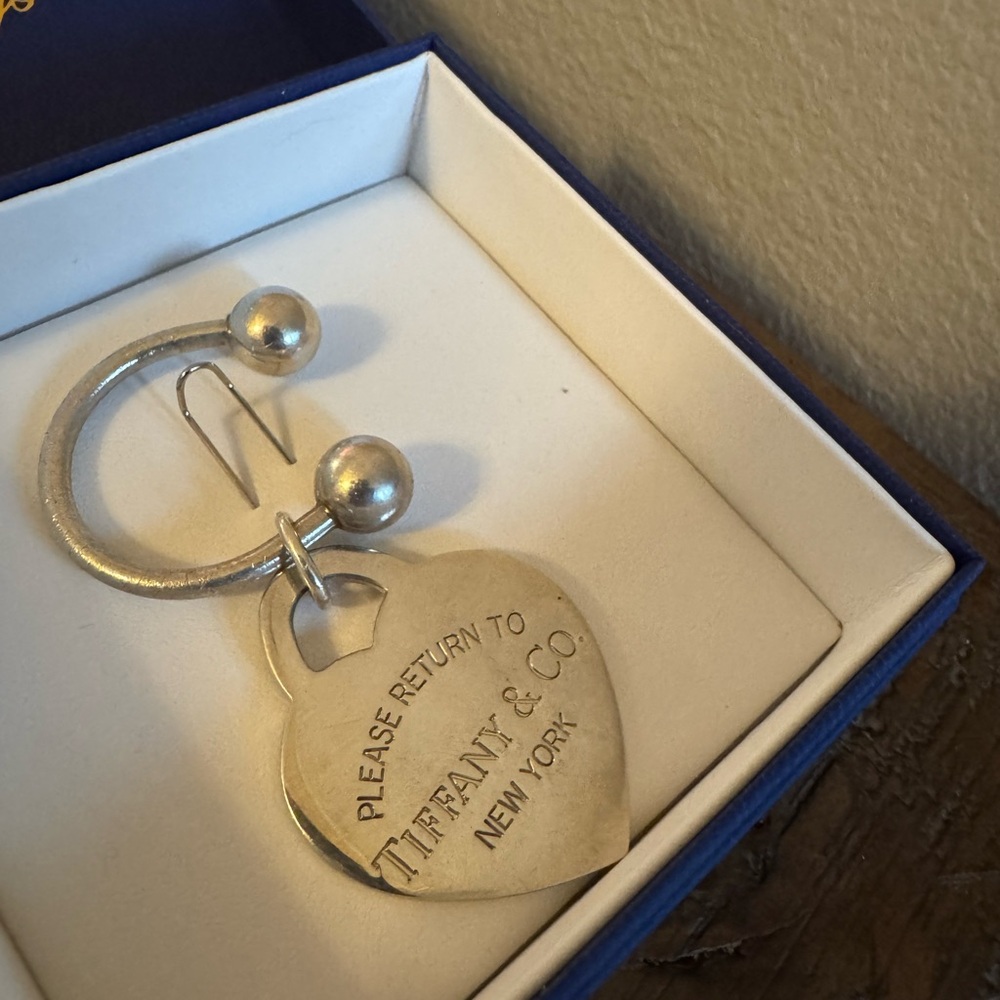 Tiffany & Co. Sterling Silver Heart Charm Key Ring